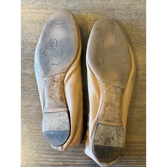 CHLOE Cream Leather Scallop Edge Flats Shoes Euro 37 US 7 - Picture 6 of 8